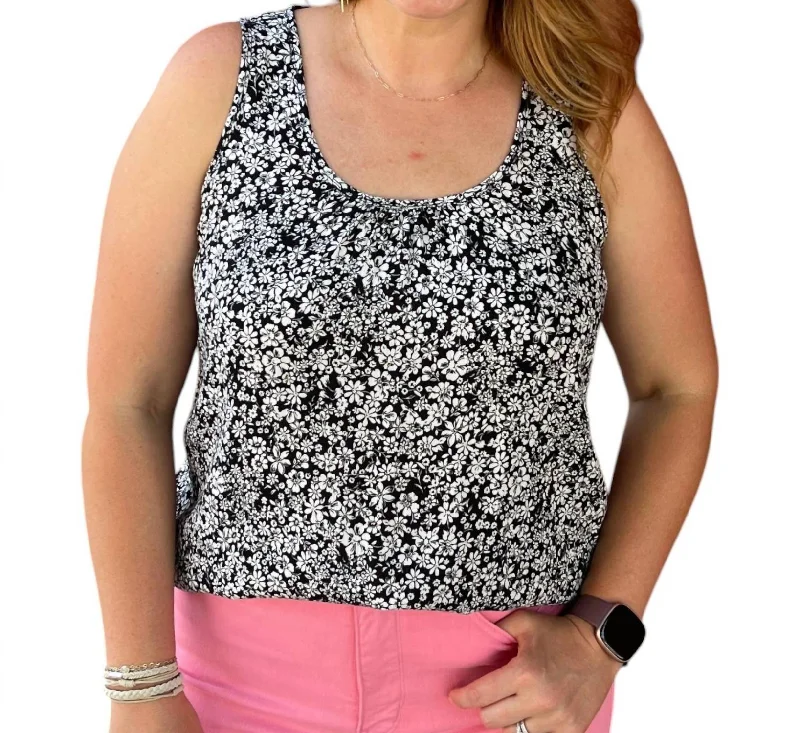 Floral Tank Top In Black soft tank top