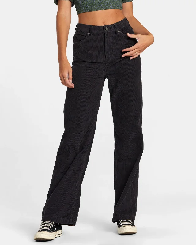 Coco Corduroy Wide Leg Pants - RVCA Black Trendy Palazzo Pants