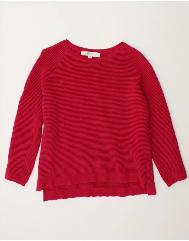 FRENCH CONNECTION Womens Boat Neck Jumper Sweater UK 10 Small Red Cotton Elasticated Padded Insulated