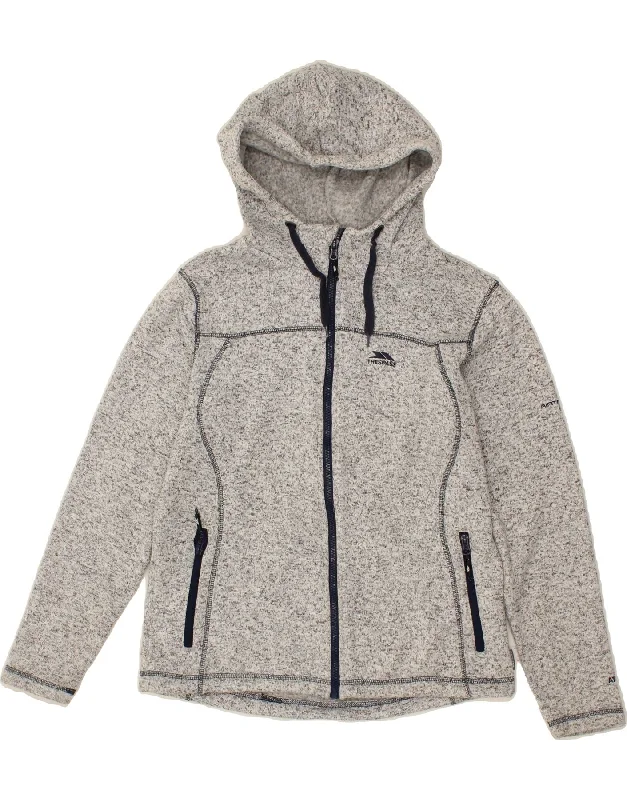 TRESPASS Womens Zip Hoodie Sweater UK 14 Large Grey Flecked Polyester Seamless Knitted Crochet TRESPASS Womens Zip Hoodie Sweater UK 14 Large Grey Flecked Polyester Seamless Knitted Crochet