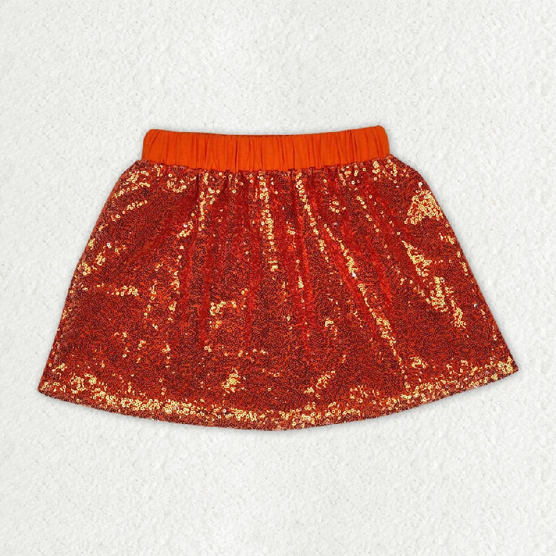 GLK0038 Orange sequin skirt high quality leather skirt sleek