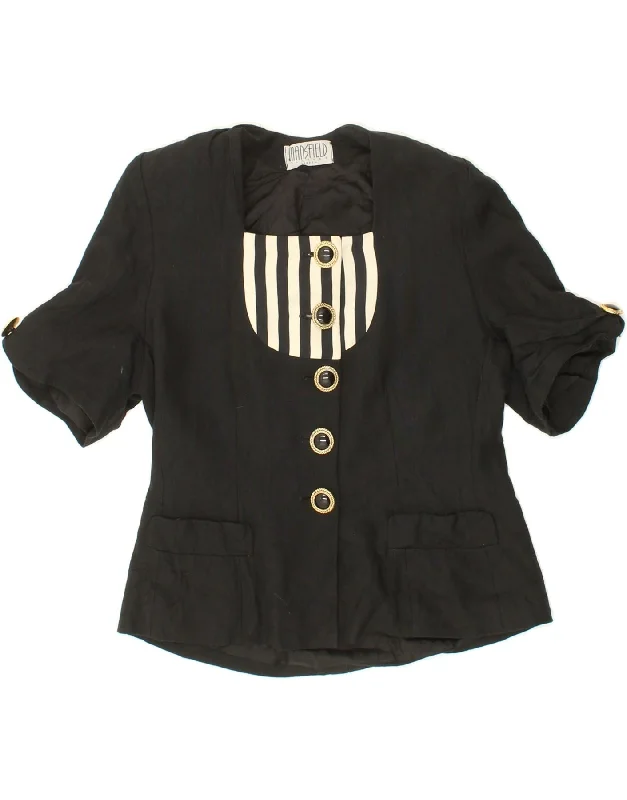 VINTAGE Womens Short Sleeve 5 Button Blazer Jacket UK 14 Large Black Satin Jacket Silk Jacket Chiffon Jacket VINTAGE Womens Short Sleeve 5 Button Blazer Jacket UK 14 Large Black Satin Jacket Silk Jacket Chiffon Jacket
