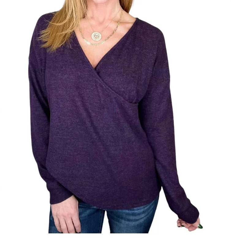 Knit Sweater With Crossover In Purple Long Sweater Short Sweater Cropped Sweater