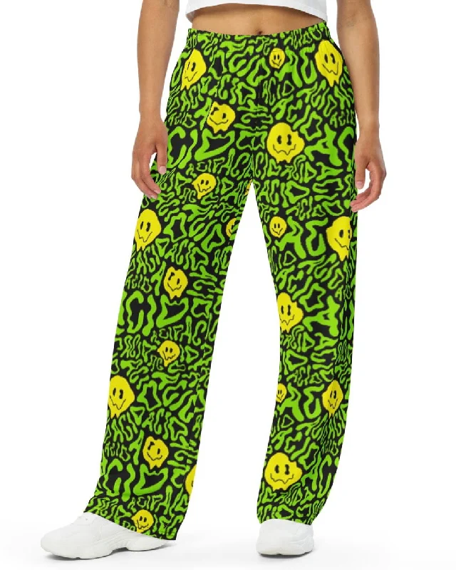 Acid Smilez Wide Leg Pants Trendy Wide-Leg Pants