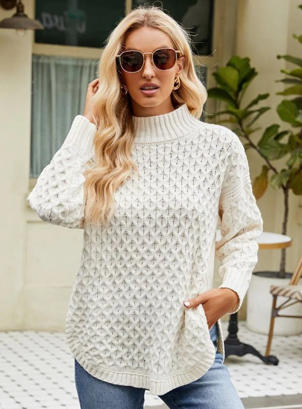 CASUAL WOMEN LOOSE CASUAL KNITTED SWEATER Fleece Sweater Nylon Polyester