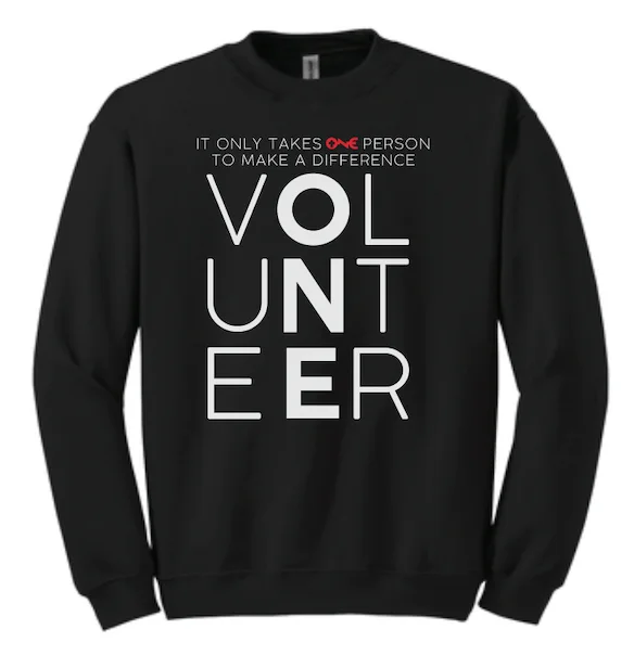 Volunteer Sweatshirt Hoodie with Velcro Closure Adjustable Secure