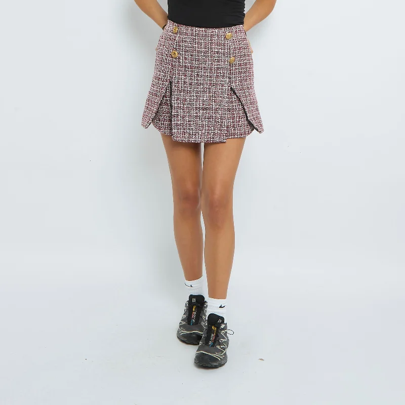 Button  Tweed Style Mini Skirt - UK 6 relaxed fit skirt