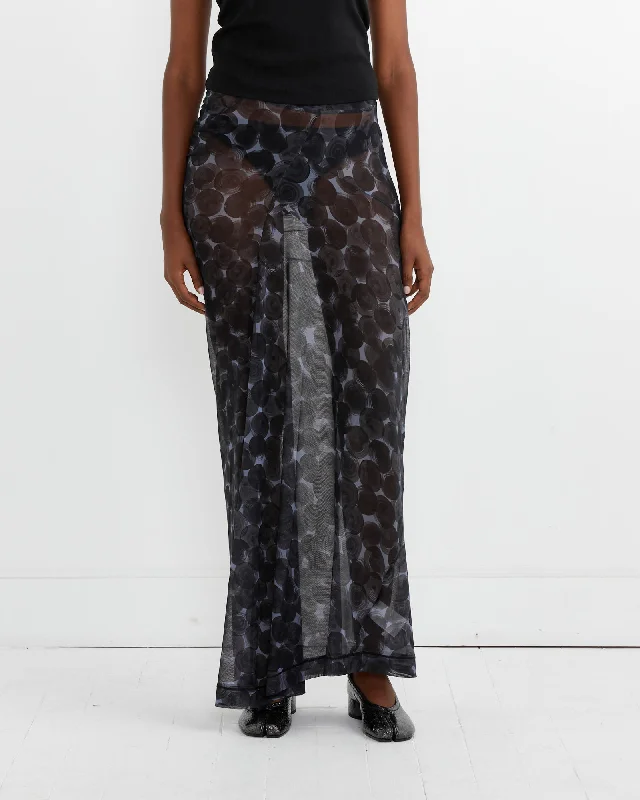Printed Skirt in Mauve silk skirt lustrous