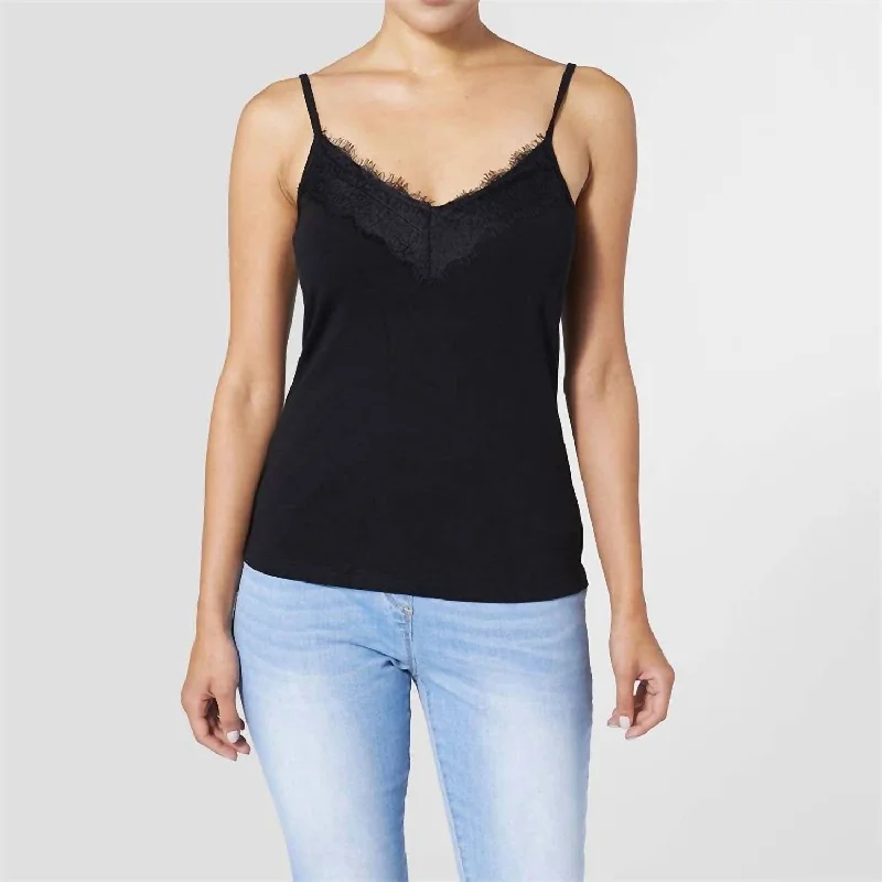 Belinda Lacey Tank In Black loose fit tank