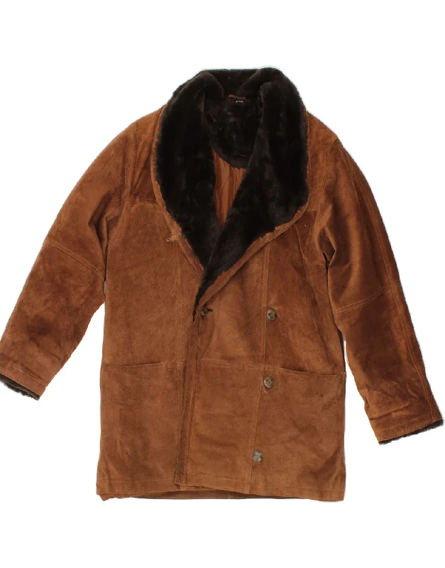VINTAGE Womens Suede Jacket UK 14 Medium Brown Leather Tiered Jacket Buttoned Jacket Zippered Jacket VINTAGE Womens Suede Jacket UK 14 Medium Brown Leather Tiered Jacket Buttoned Jacket Zippered Jacket
