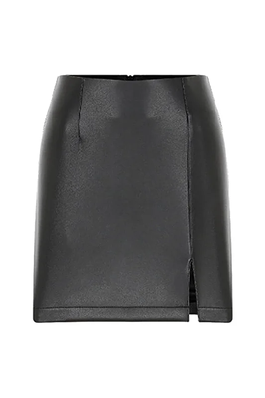 VANCE NOIR VEGAN LEATHER MINI SKIRT asymmetrical skirt cut