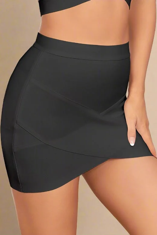 Jay High Waist Bandage Mini Skirt - Classic Black linen skirt natural