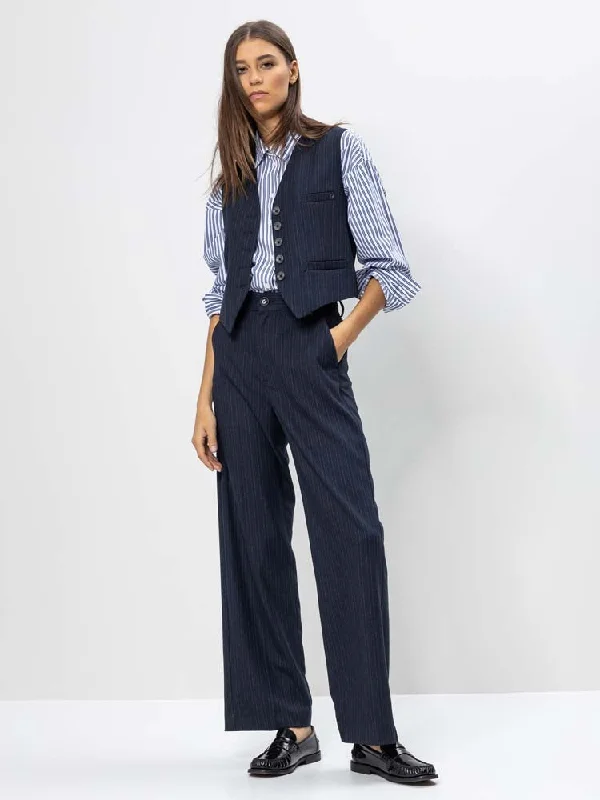 H Navy Pinstripe Pants Cozy Lounge Pants