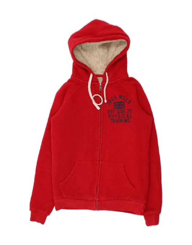 JACK WILLS Womens Oversized Graphic Zip Hoodie Sweater UK 6 XS Red Cotton Striped Floral Plaid JACK WILLS Womens Oversized Graphic Zip Hoodie Sweater UK 6 XS Red Cotton Striped Floral Plaid