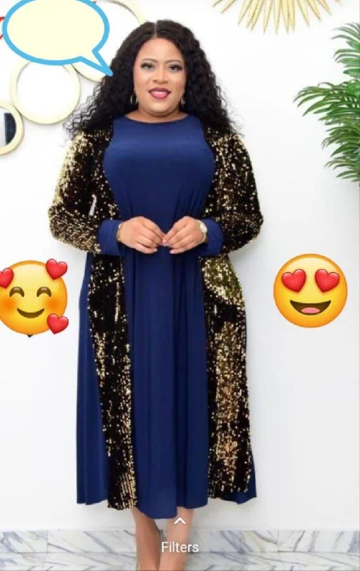 Blue dress with some sequins Tunics Custom made