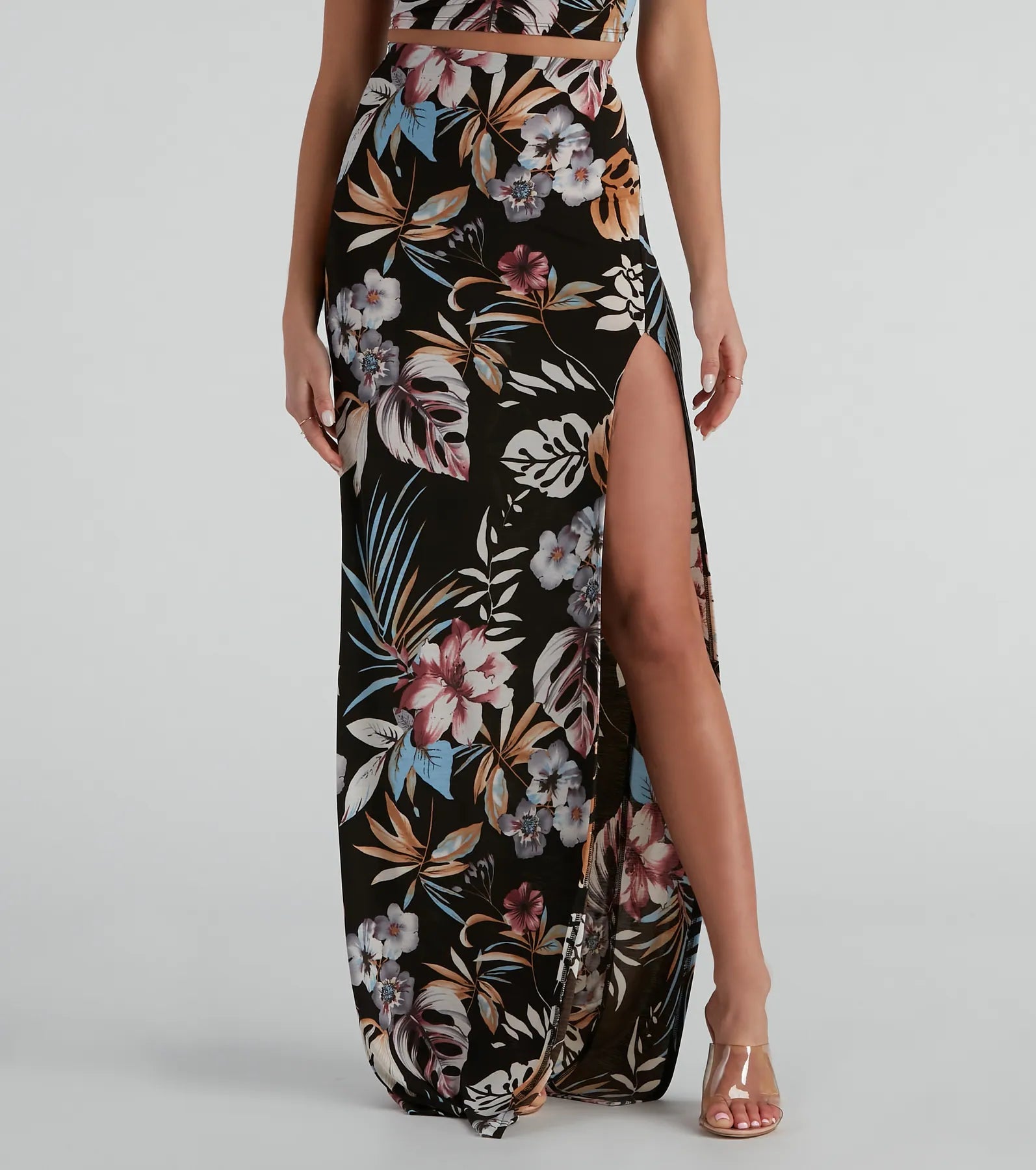 Ticket To Paradise Slit Maxi Skirt silk skirt lustrous