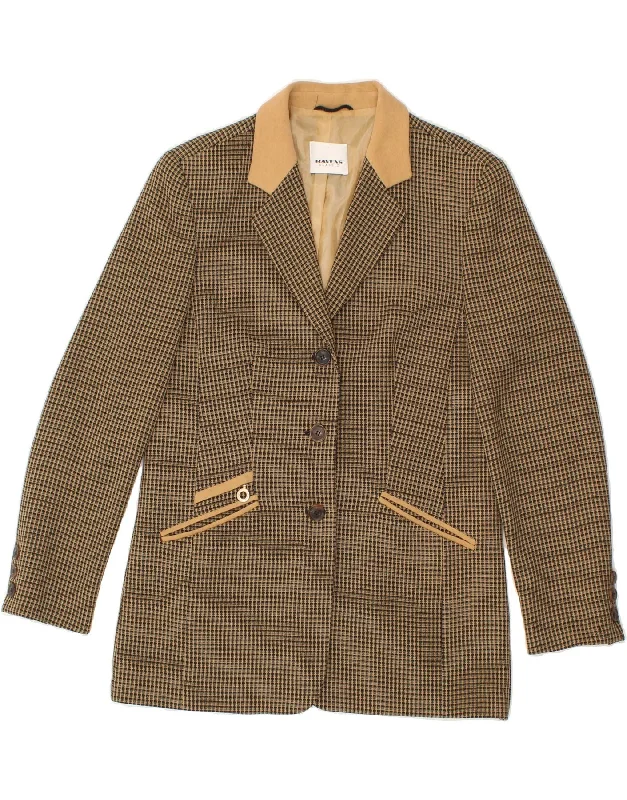 RAVENS Womens Classic 3 Button Blazer Jacket UK 12 Medium Beige Check Faux Fur Fabric Real Fur Fabric Shearling Fabric RAVENS Womens Classic 3 Button Blazer Jacket UK 12 Medium Beige Check Faux Fur Fabric Real Fur Fabric Shearling Fabric