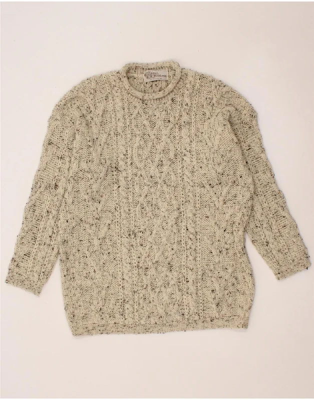 VINTAGE Womens Crew Neck Jumper Sweater UK 14 Medium Beige Flecked Mesh Sweater Canvas Denim VINTAGE Womens Crew Neck Jumper Sweater UK 14 Medium Beige Flecked Mesh Sweater Canvas Denim