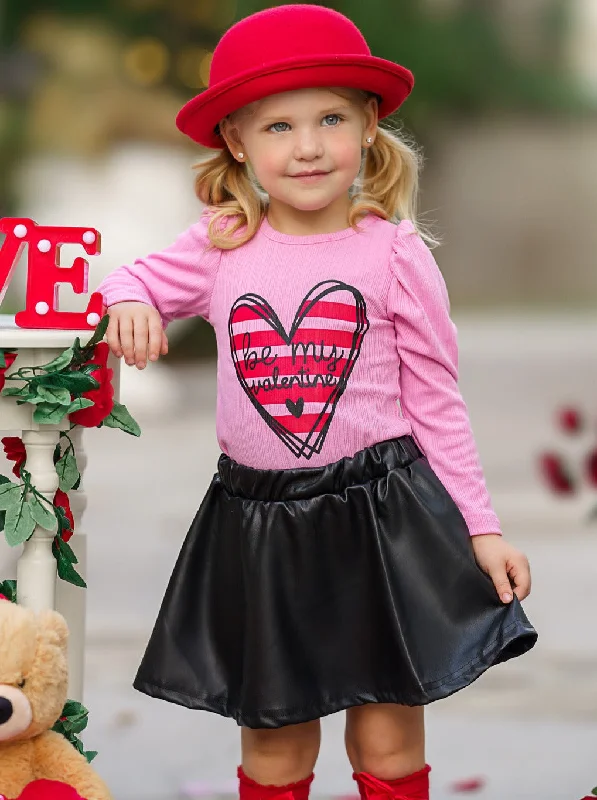 Be My Valentine Vegan Leather Skirt Set leather skirt sleek