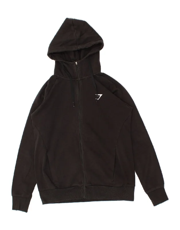GYMSHARK Womens Crop Zip Hoodie Sweater UK 10 Small Black Cotton Striped Floral Plaid GYMSHARK Womens Crop Zip Hoodie Sweater UK 10 Small Black Cotton Striped Floral Plaid
