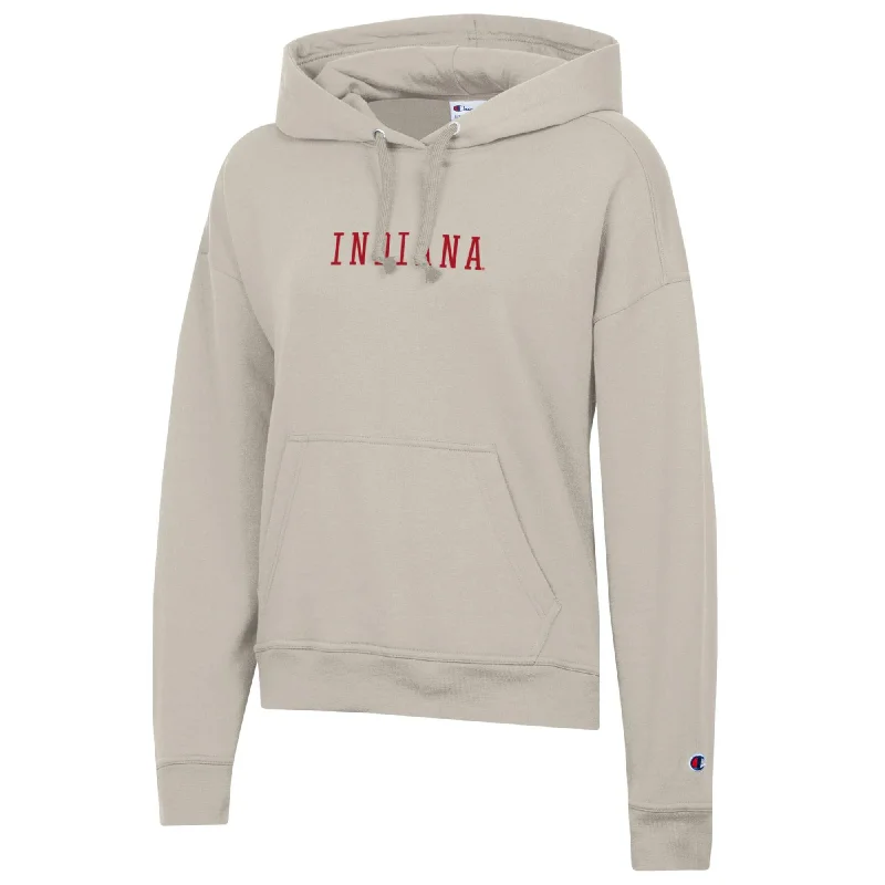 Indiana Hoosiers Women's Champion Cream Fleece Hoodie Hoodie with Hem Detail Decorative Unique