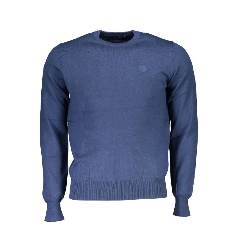 Blue Polyamide Men Sweater Fleece Sweater Nylon Polyester