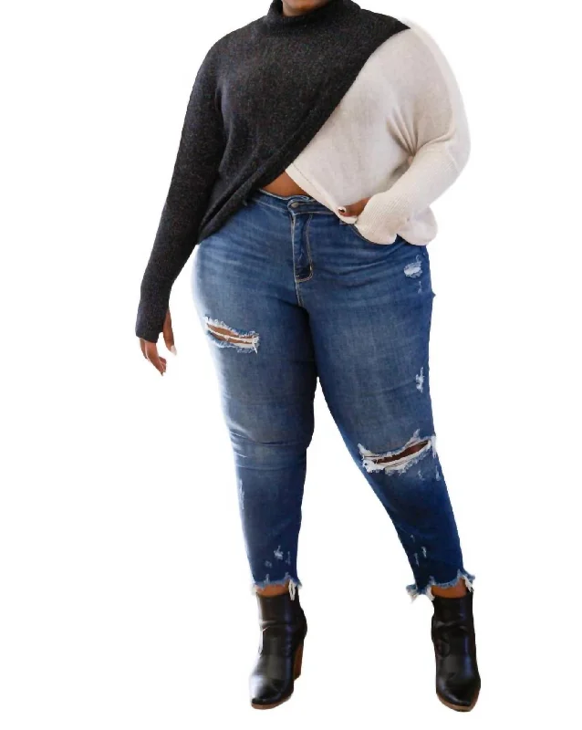 Can't Touch This Sparkle Color Blocked Sweater In Black Sweater Knitwear Pullover