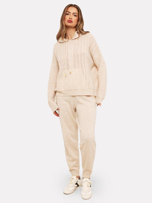 CYGNET LUXE CABLE HOODIE Hoodie with Hem Lace Feminine Delicate