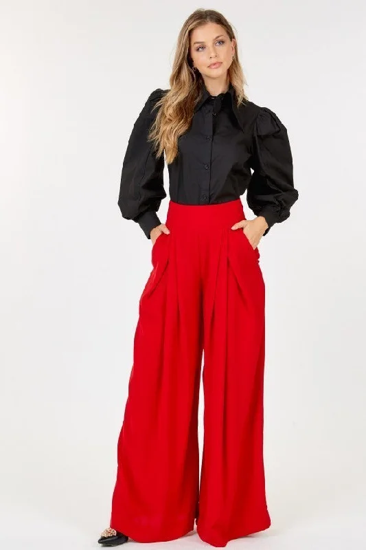 High Waist Palazzo Pants Slim-Fit Khaki Pants