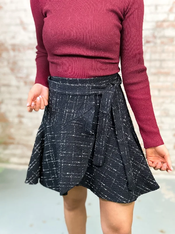 Leigh Tweed Wrap Skirt velvet skirt plush