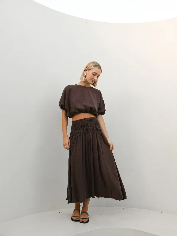 EBONY TOP & SKIRT TWO PIECE SET - COCOA lace skirt romantic