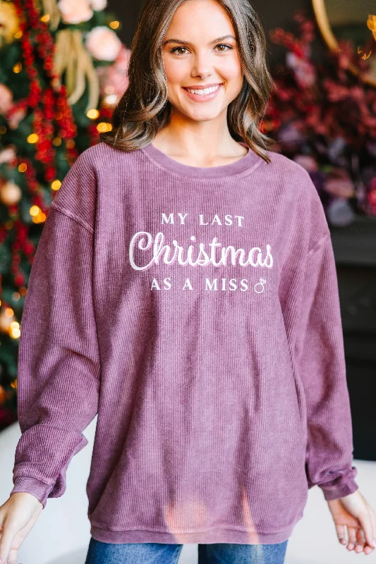 Last Christmas As A Miss Maroon Red Graphic Corded Sweatshirt Hoodie with Reflective Safety Nightwear Last Christmas As A Miss Maroon Red Graphic Corded Sweatshirt Hoodie with Reflective Safety Nightwear