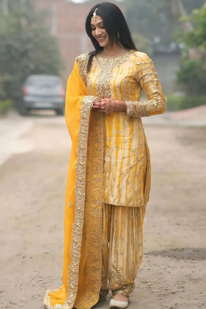 Soft Cotton Yellow Punjabi Patiala Dress for Women Tunics Versatile all-occasion