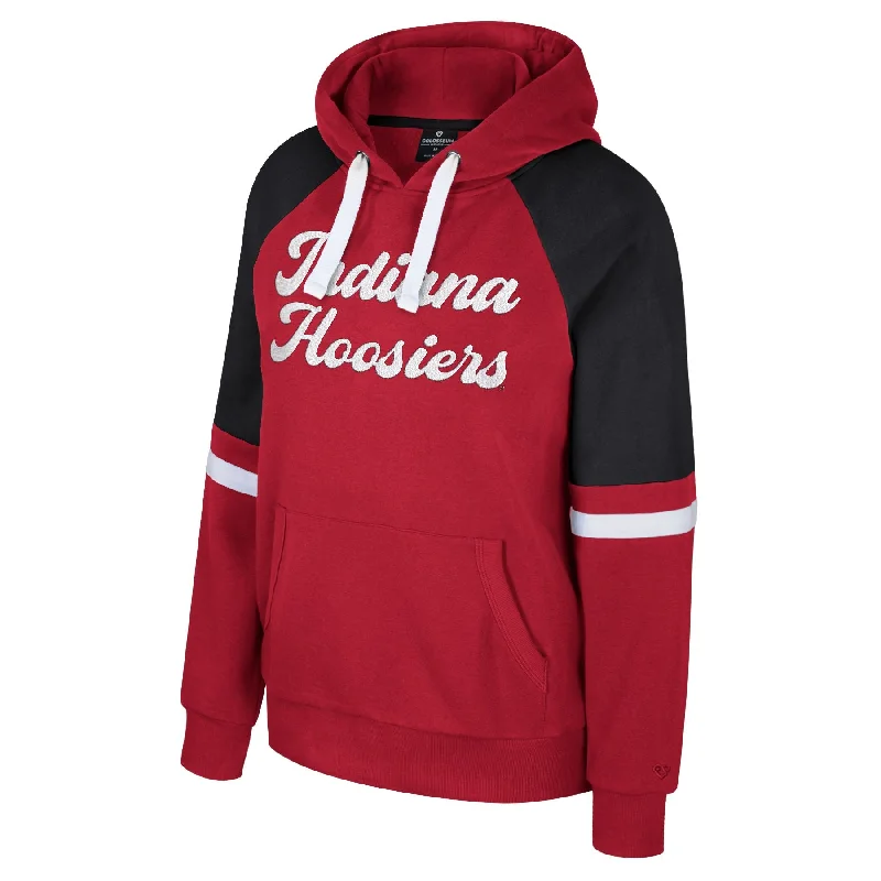 Indiana Sweatshirt Women's Red/Black/White Colosseum Hoodie with Hidden Zipper Minimalist Clean