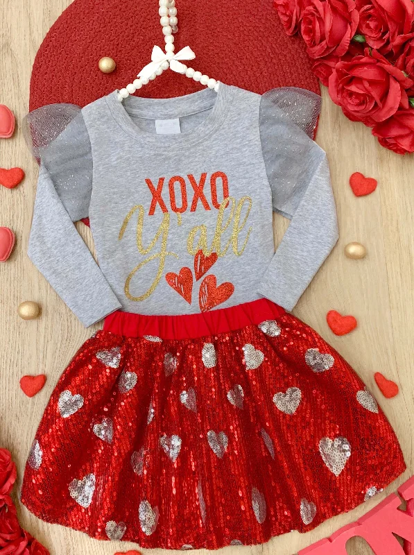 XOXO Y'all Sequin Skirt Set seamless skirt comfort