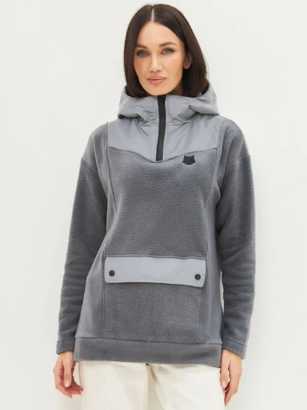 Grey Fleece hoodie CATRAIN Hoodie with Drawcord Adjustable Secure