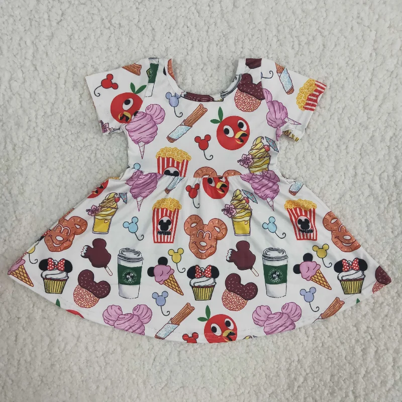 Clearance A11-24 Mickey cartoon apple short sleeve skirt no moq high slit skirt