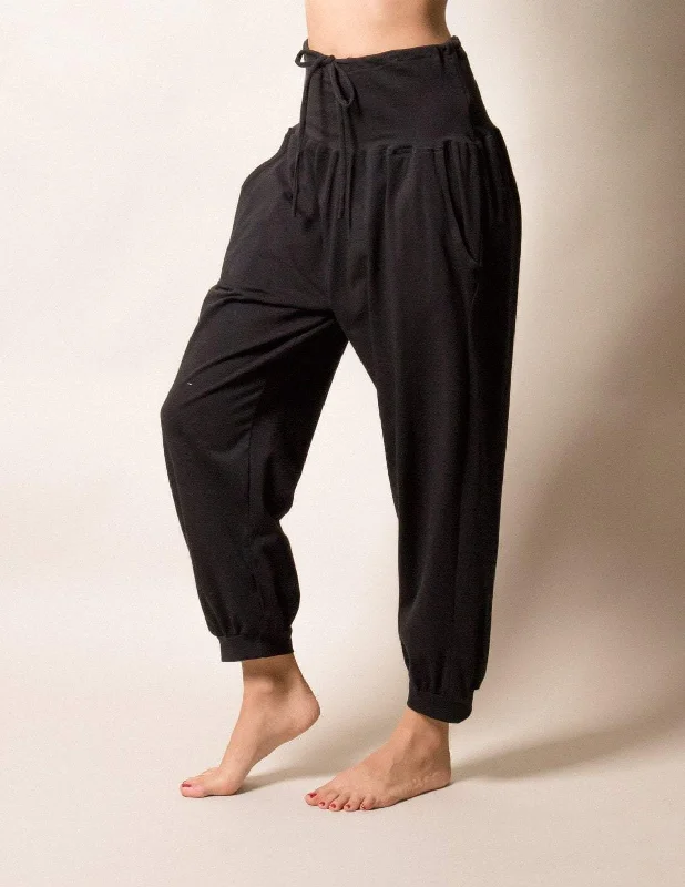 Avery Organic Cotton Pants - Black Comfy Zip-Up Pants