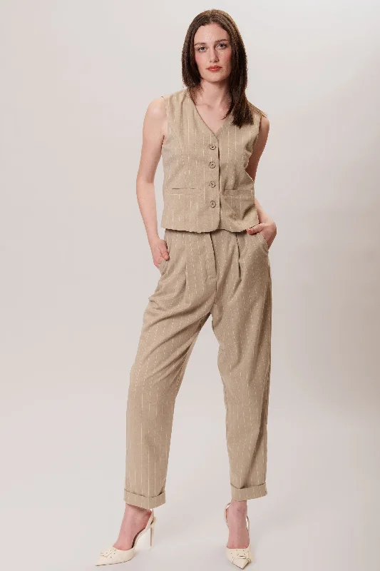 SET PANTS BEIGE Trendy Wide-Leg Pants