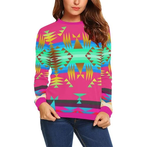 Between the Mountains Sunset Sky Crewneck Sweatshirt for Women Hoodie with Rolled Sleeves Casual Relaxed Between the Mountains Sunset Sky Crewneck Sweatshirt for Women Hoodie with Rolled Sleeves Casual Relaxed