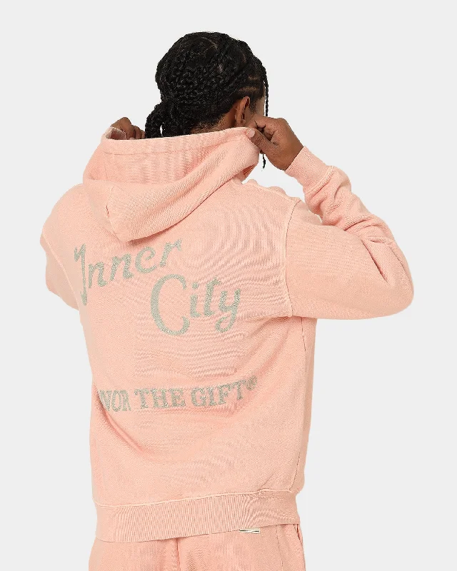 Honor The Gift Neighborhood Hoodie Peach Hoodie with Hem Embroidery Detailed Premium