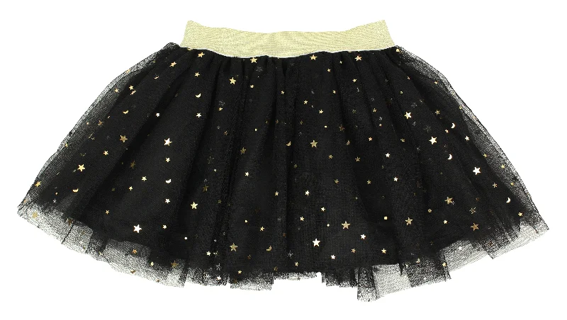 Little Girls Black Stars Skirt velvet skirt rich