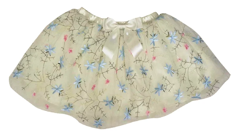 Little Girls White Multi-Floral Tutu Skirt velvet skirt glossy