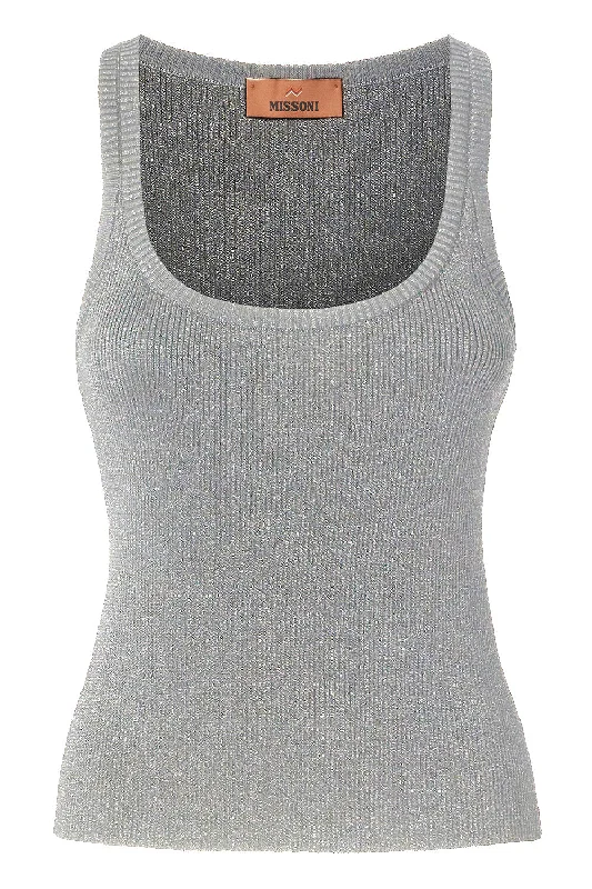 Scoop Neck Tank - Silver activewear tank top