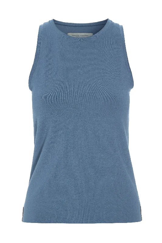 TANK TOP - 96087 - DUSTY BLUE lace back tank