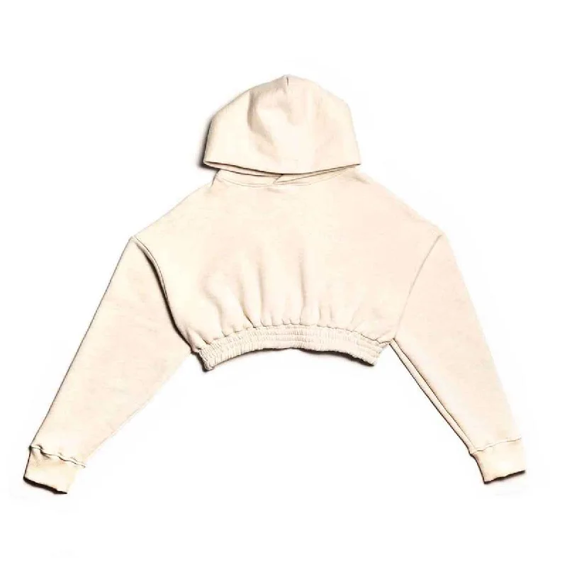 Marathon Womens Crop Hoodie - Natural Hoodie with Raw Hem Edgy Unfinished