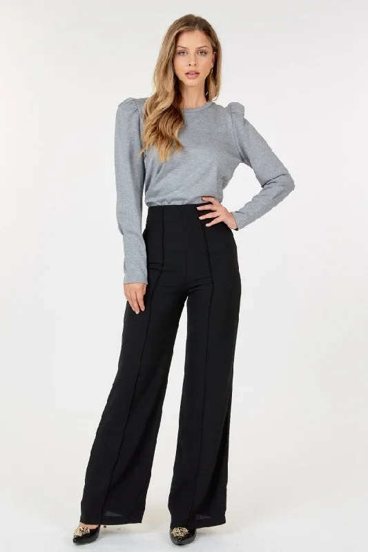 Seamed Wide Leg Palazzo Pants Comfortable Fleece Pants