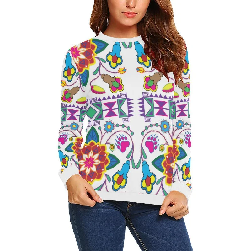 Geometric Floral Winter-White Crewneck Sweatshirt for Women Hoodie with Camouflage Military Edgy Geometric Floral Winter-White Crewneck Sweatshirt for Women Hoodie with Camouflage Military Edgy