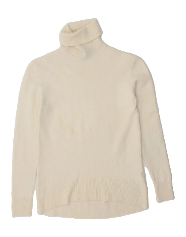 MASSIMO DUTTI Womens Roll Neck Jumper Sweater UK 6 XS Off White Wool Hooded Sweater Collared Sweater Shawl Collar