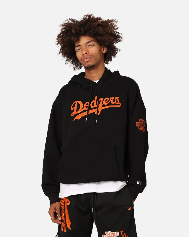 New Era Los Angeles Dodgers 'Scary Nights' Oversized Hoodie Black/Orange Hoodie with Side Slits Relaxed Casual